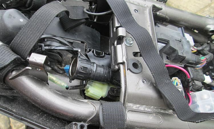 The 12v power or cigarette socket fitted to Sharon's Z250SL Kawasaki