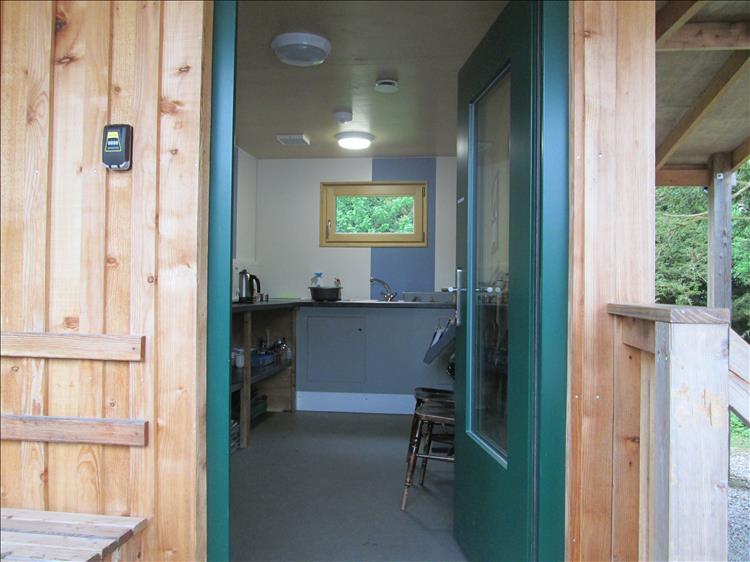 A small but well equipped kitchen at the Glendaruel campsite