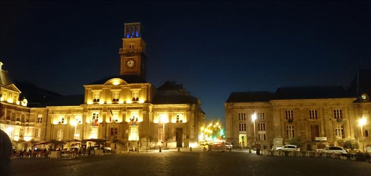 The town hall with draped tricolours an French style