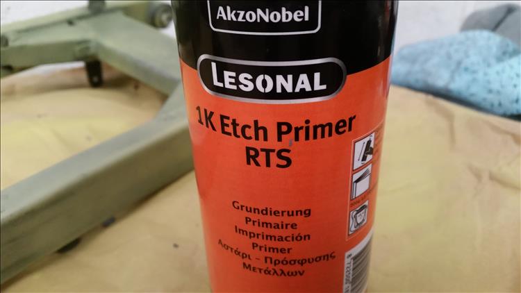 A can of 1k etch primer in Bogger's workshop