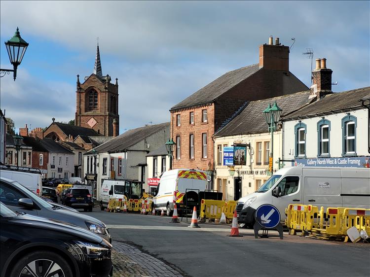 A regular market town, unfortunately the road works rather spoil the looks