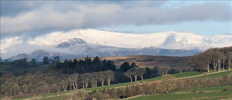 A different view of the snow capped mountains