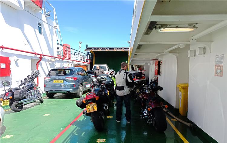 Again on the vehicle deck there's a few cars and our motorcycles