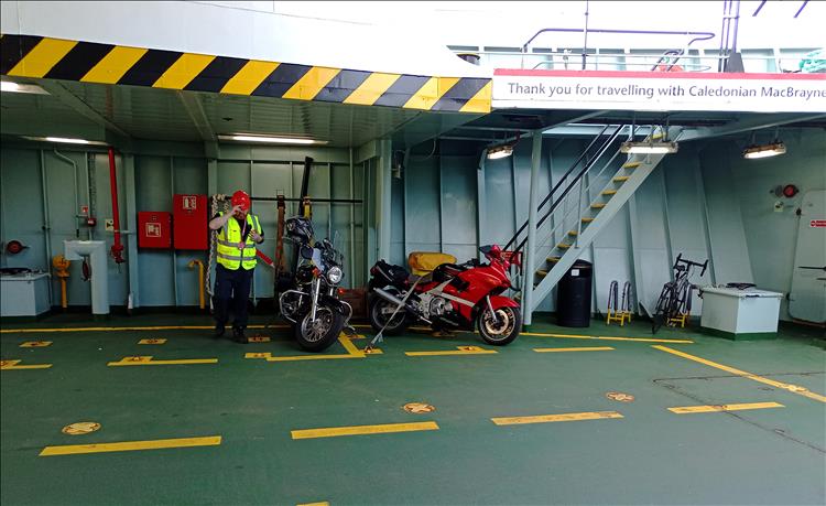 On the vehicle deck there's smaller bays that the motorcycles are parked into
