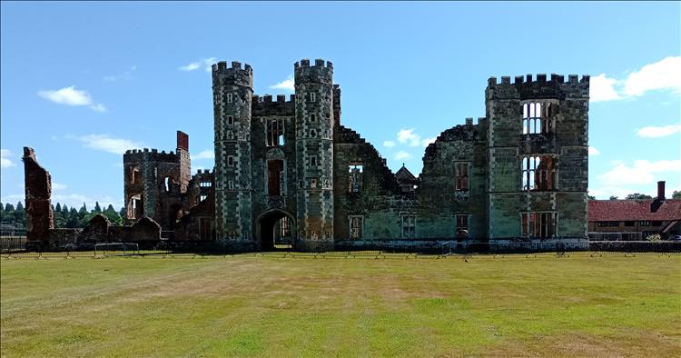 The remains of the once grand tudor mansion, we can still see towers with crenallations