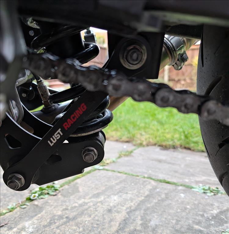 The new dog bones fitted to the linkage for the rear shock