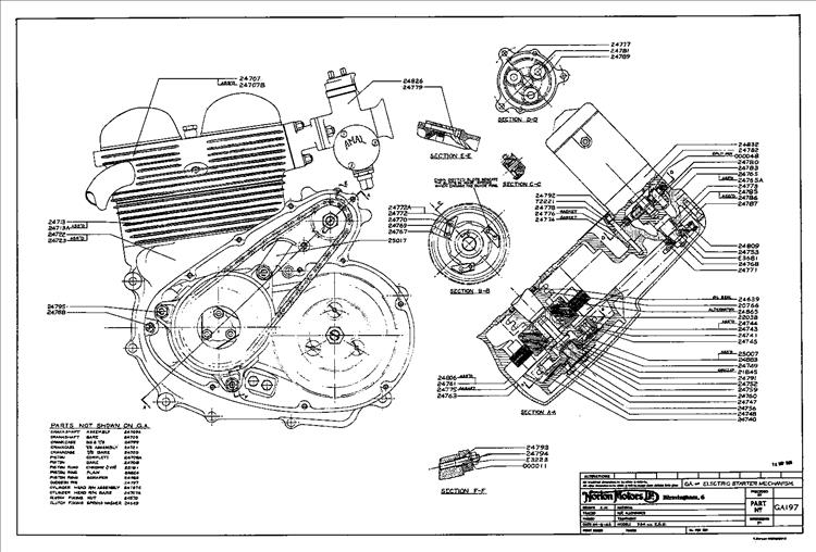 Detailed drawing of the starter system on the Norton Electra
