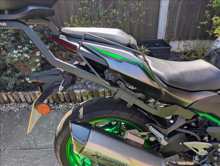 The siade bag mounts fitted upside down on the Kawasaki Z500