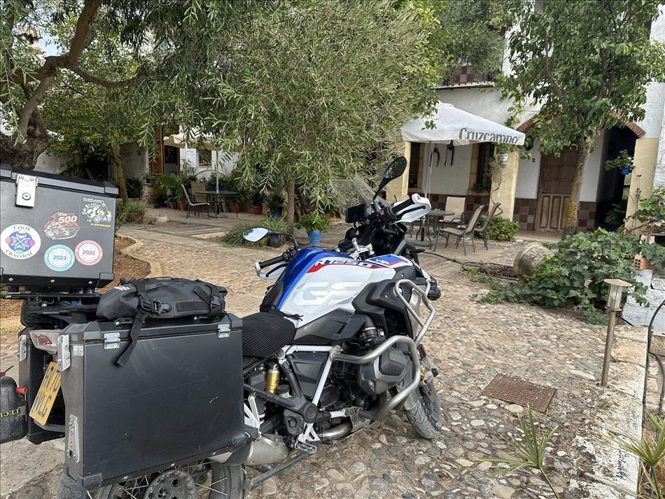 Andy's GS on the courtyard beside the restaurant under the trees