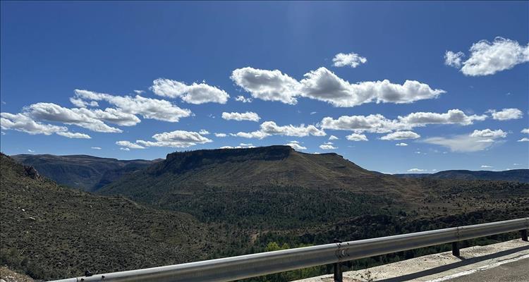 Beautiful scenery of mountains and fluffly clouds in Spain