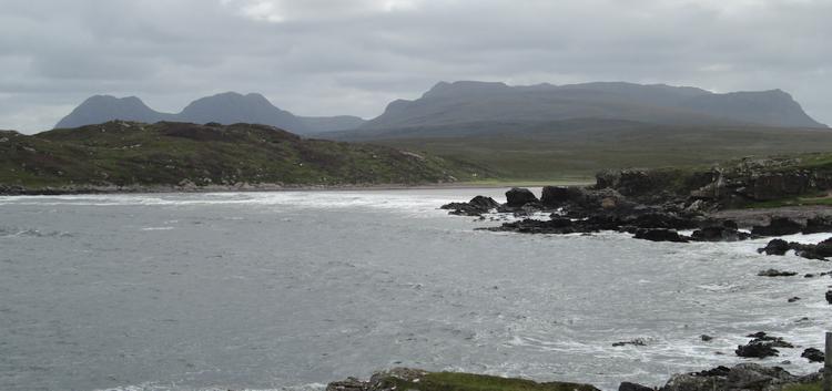 Achnahaird Beach among the rocks and mountains