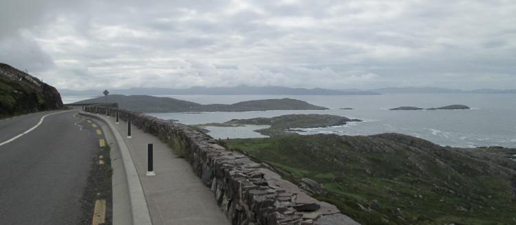 A view over some craggy shoreline of the west coast of Ireland, in the mists