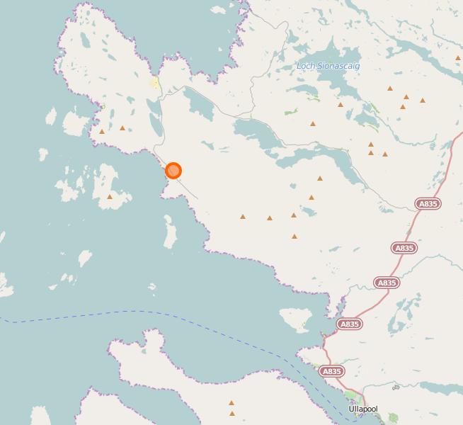 A map showing the Achiltibuie Peninsula take from openstreetmap