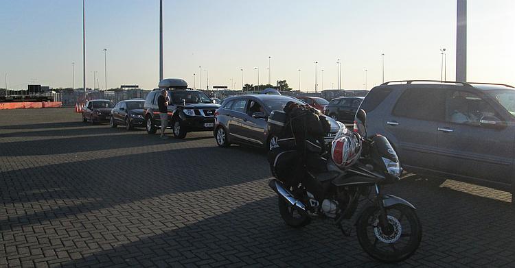 The overladen cbf 125 at Dublin ferry terminal, in the queue