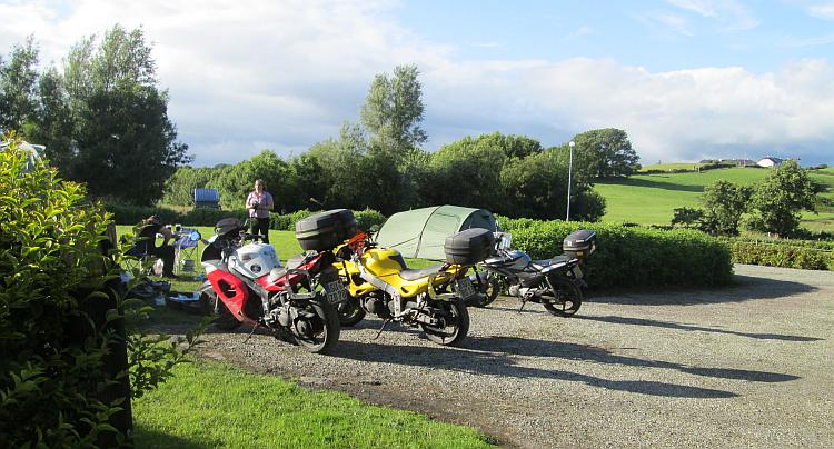 Ren's bike and the 2 German Triumphs at Skibbereen campsite