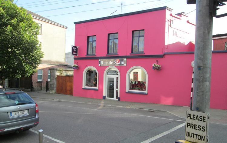 A bright pink building in Skibbereen with