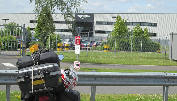 Ren's CBF 125 outside the Triumph Motorcycles Factory at Hickley
