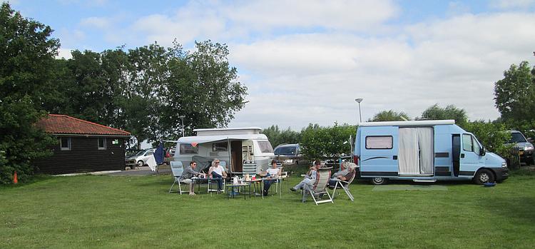 2 campervans and their occumpants at the campsite in Edam