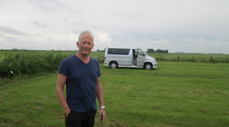 David, the English camper we met, stood in the field in front of his campervan