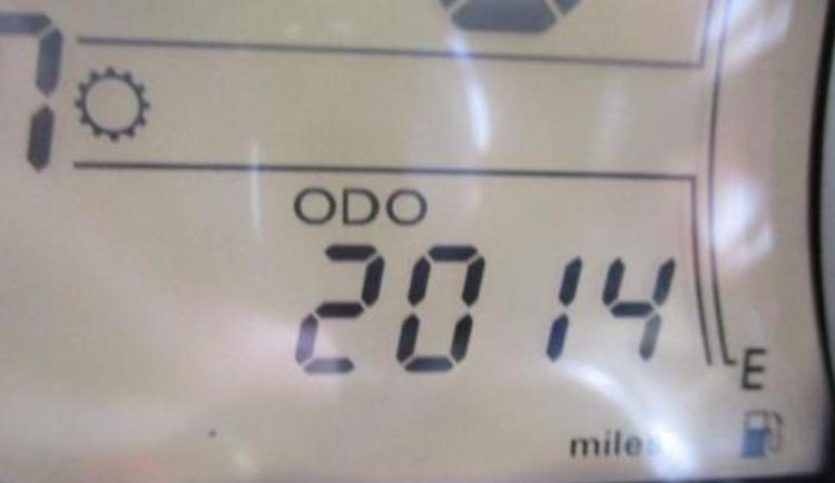 The speedometer on the Striple RX showing only 2014 miles