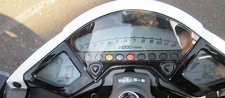 The CB100R clocks with the rev counter centre of attention