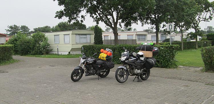 Our motorcycles loaded up with our luggage for the last time on this trip