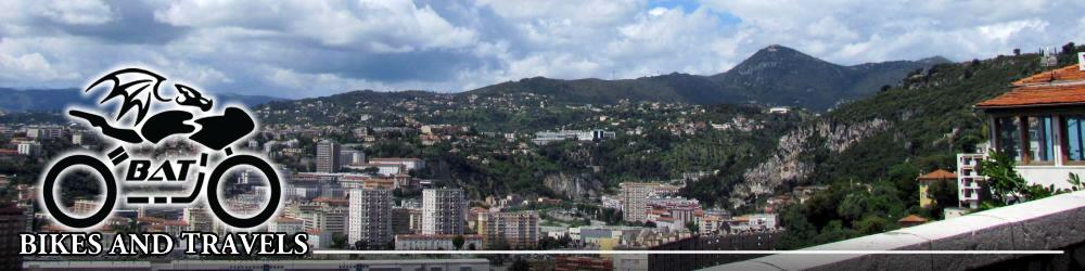The city of Nice seen from the surrounding hillside bathed in sunshine
