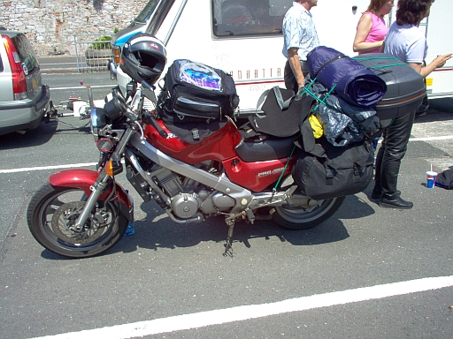 NTV600 Revere with far too much camping luggage