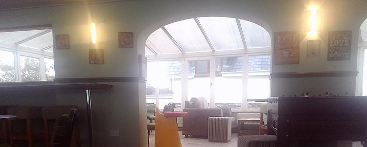 Inside the cafe come bar are the usual tables and chairs and whatnot