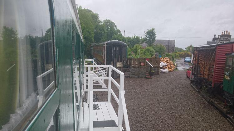 Looking out from our carriage and seeing the other carriage in front at Rogart