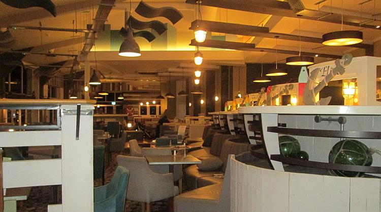 The interior of the bar at Kiln Park is modern and trendy although very quiet this evening