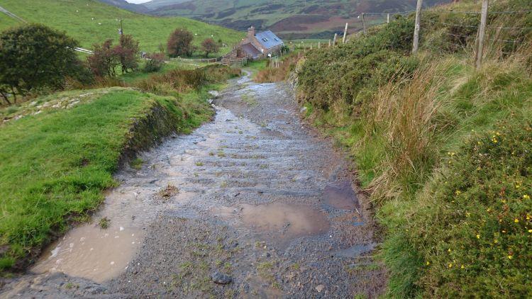 While this may have once been road there is only broken, angular and muddy outcrops now