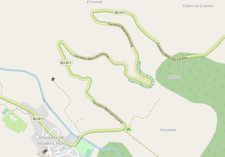 A map of the switchbacks and corners on the BU 811 Demanda