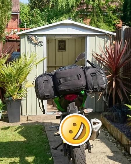 The luggage as seen from the rear, perched on the small narrow seat