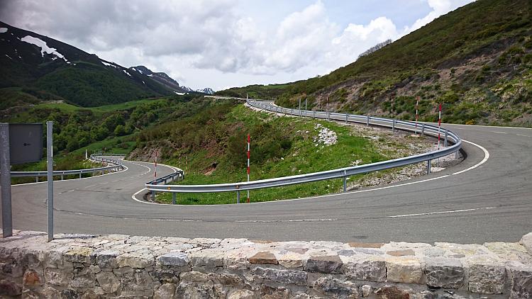 A sharp sweeping bend amongst the Picos mountains in spain