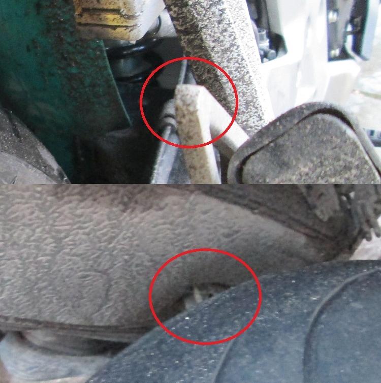 The bags are touching the rear footrest plates as circled in Red