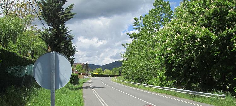 A gentle corner through the verdant green countryside in Northern Spain