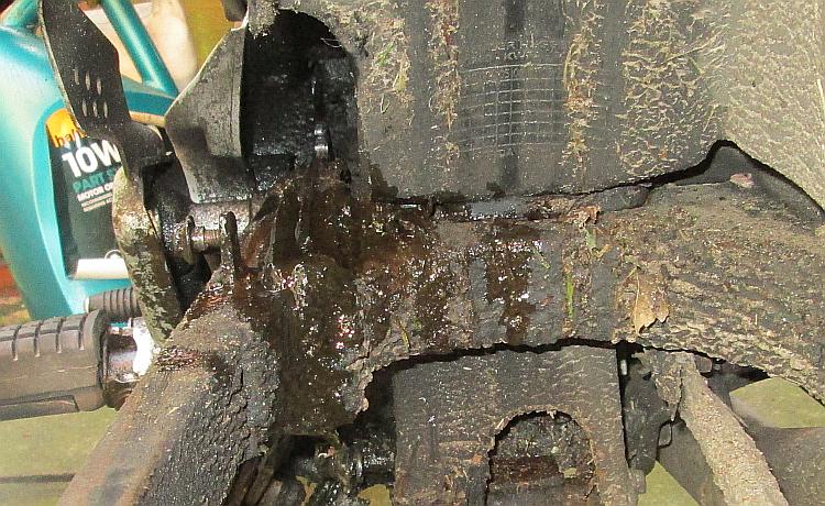 The dirt and grit that collects on a British motorcycle near where the chain operates