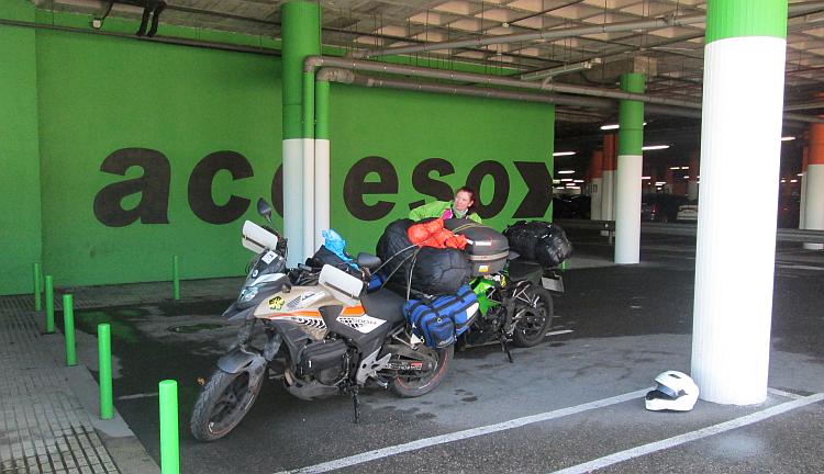 2 motorcycles in a very ordinary cap park of a shopping mall in Burgos