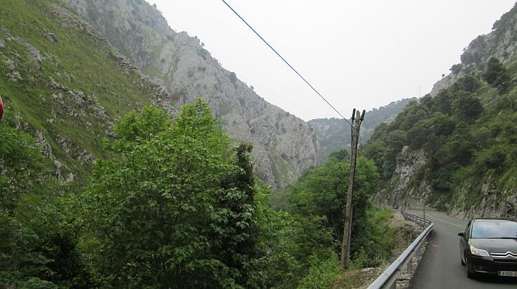 Rocky and steep the road to Potes is down in the bottom of the gorge