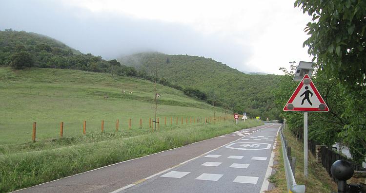 The road to the monastery is steep and rises into the clouds 