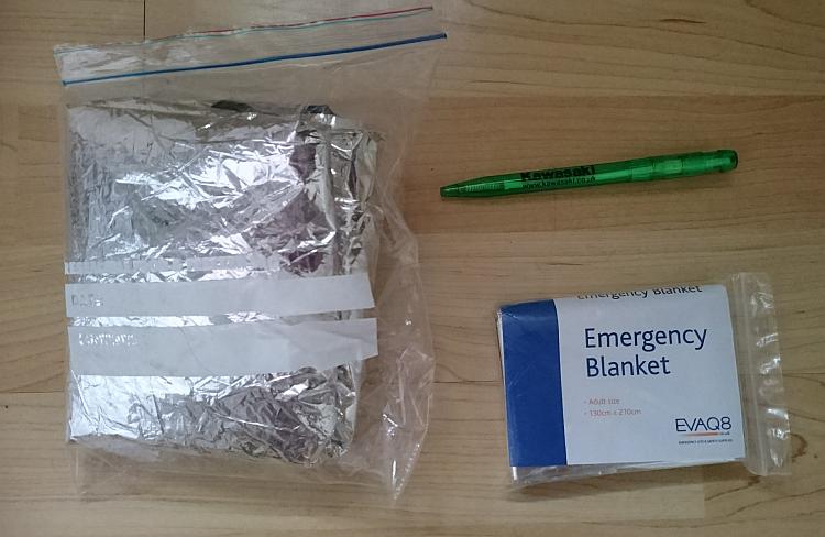 The foil blankets packed and opened then repacked