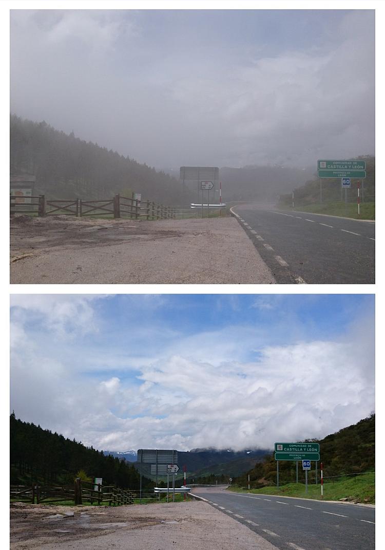 2 images, one misty and one not misty taken only a few minutes between