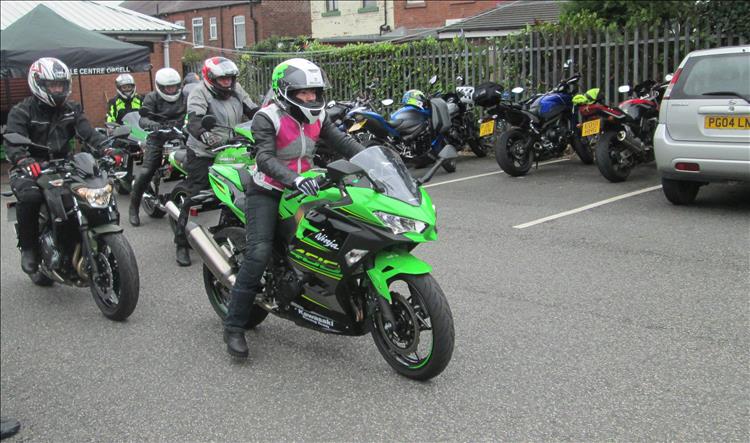 Sharon gets ready to ride out with the test ride group
