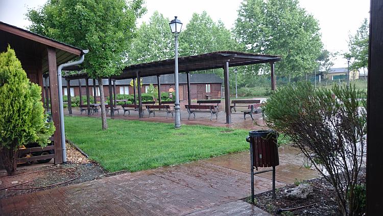 A really heavy downpour seen from the warm dry comfort of the lodge
