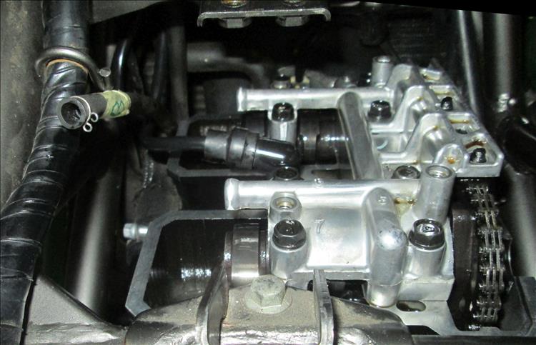The rocker cover is removed and we're ready to check the tappets