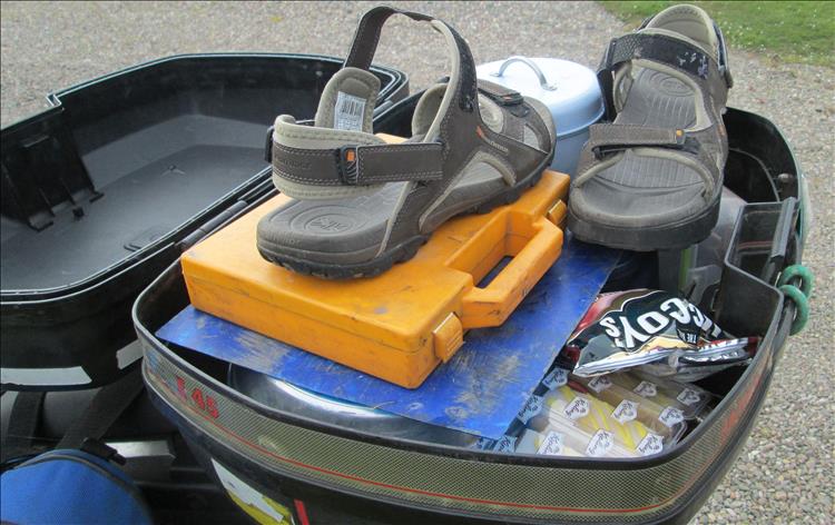 The top box on the 500 filled with various camping and comfort items