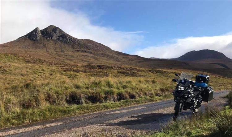 Andy's GS BMW in the remote scottish Highlands