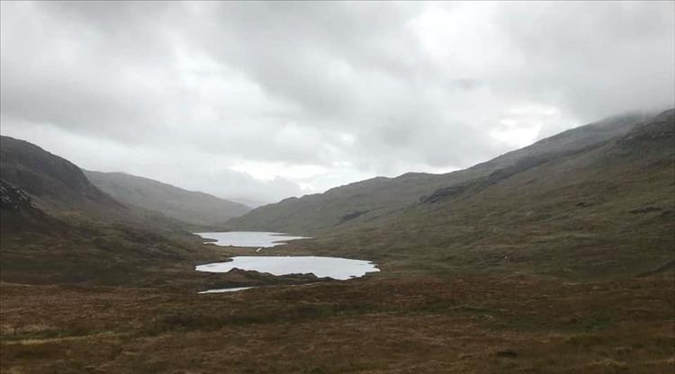 Bleak grey skies, hardy moors and 2 small lonesome lochs