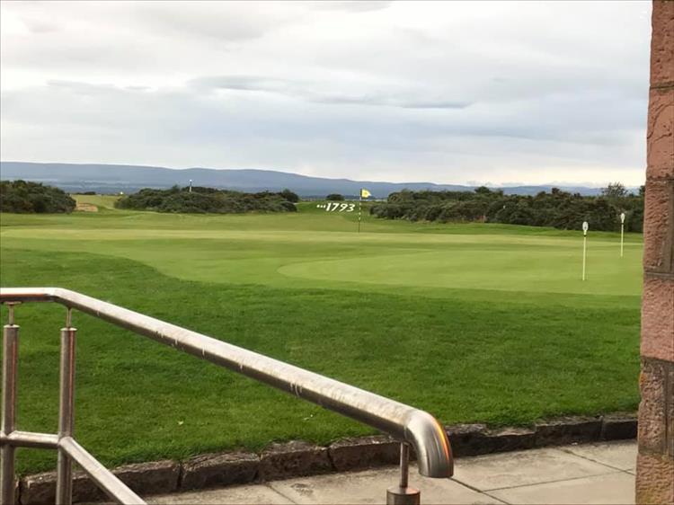 Looking out from the gold club is a smart green of the course